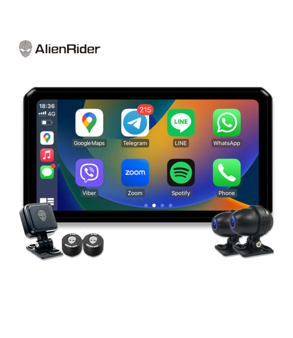 Alien Rider M2 Pro Motorcycle Dual Recording Bike Navigation System With Touchscreen, GPS & TPMS (With RADAR)