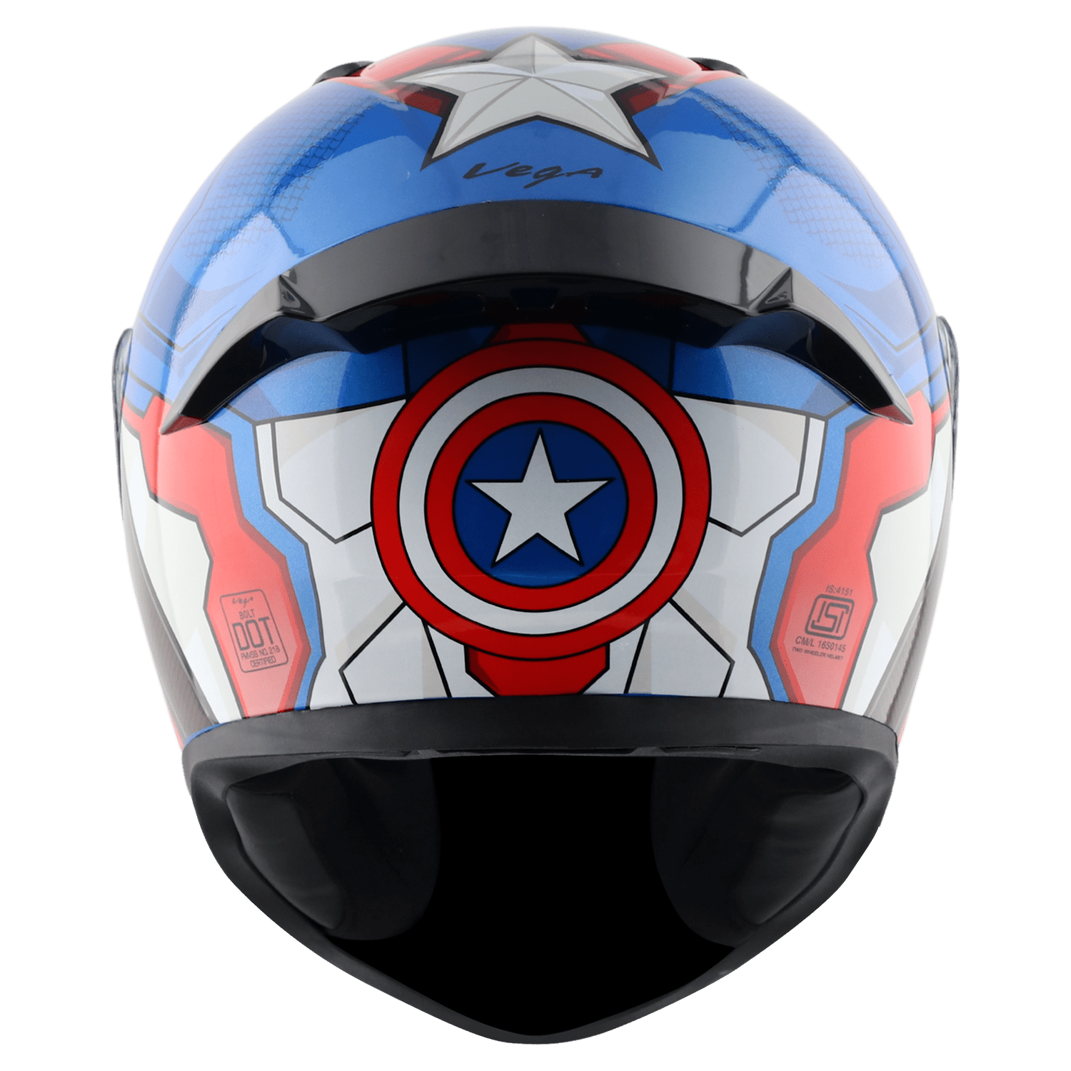 Bolt Marvel Captain America Edition Helmet - Blue Red - Image 3