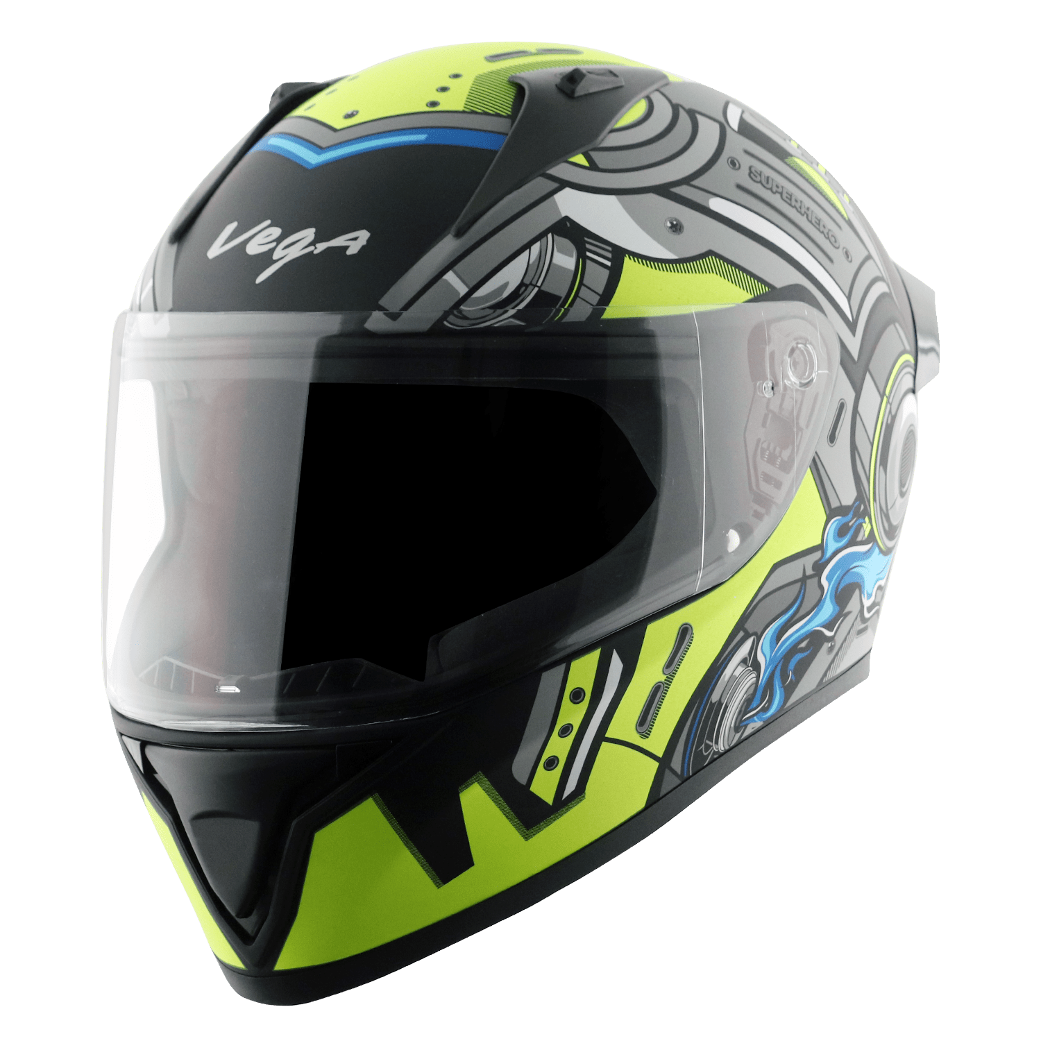 Bolt Superhero Helmet - Dull Black Neon Yellow - Image 2