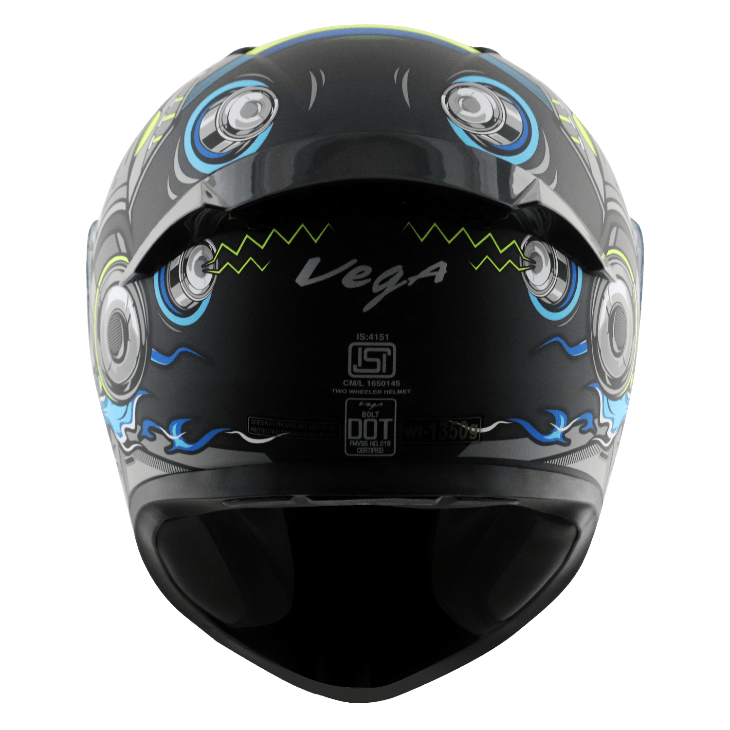 Bolt Superhero Helmet - Dull Black Neon Yellow - Image 4