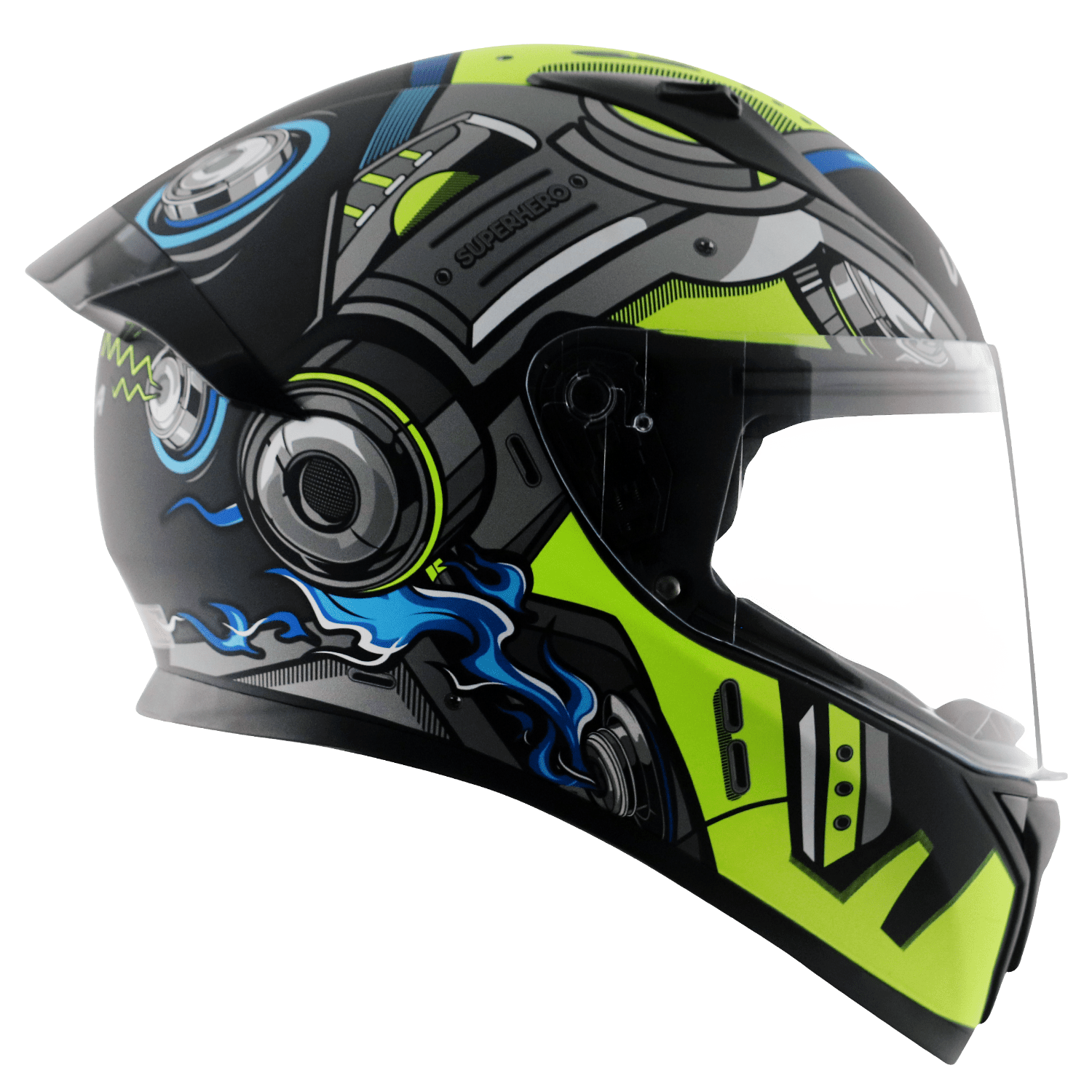 Bolt Superhero Helmet - Dull Black Neon Yellow - Image 3