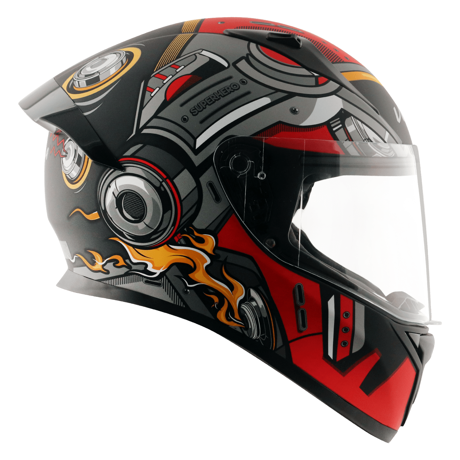 Bolt Superhero Helmet - Dull Black Red - Image 3