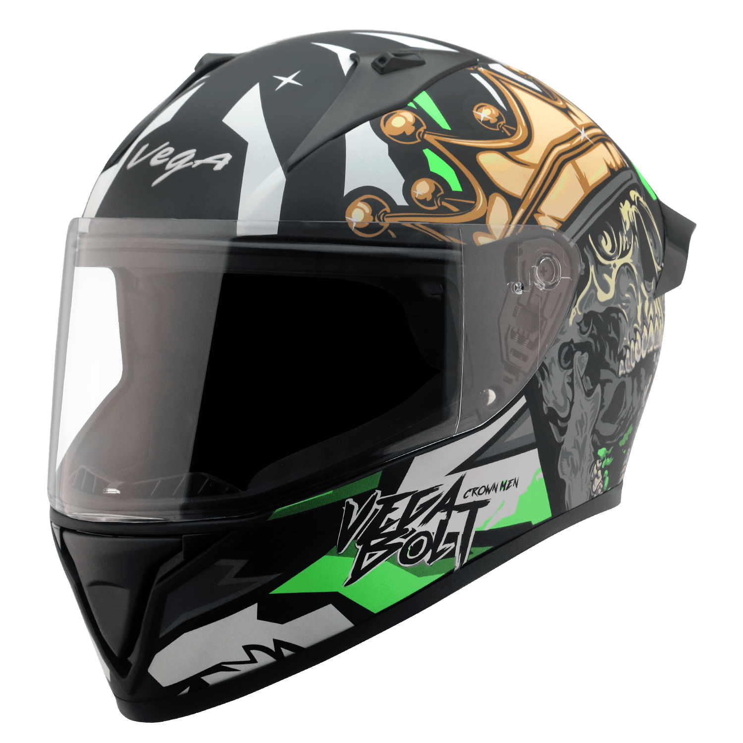 Bolt Crown Men Helmet - Dull Black Neon Green - Image 2
